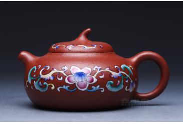 宜兴紫砂壶作品：珐琅茄瓜-张丽