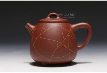 宜兴紫砂壶作品：冰纹高石瓢-柯俊芬