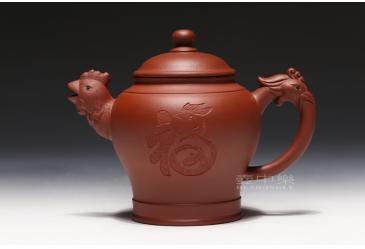 宜兴紫砂壶作品：金鸡纳福-周丽华